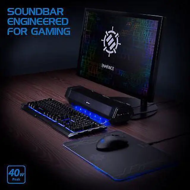 Alt view image 3 of 7 - Gaming Speaker Soundbar - Under Monitor PC LED Speaker with 40W Peak Audio Power