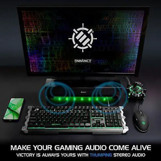 Alt view image 5 of 7 - Gaming Speaker Soundbar - Under Monitor PC LED Speaker with 40W Peak Audio Power