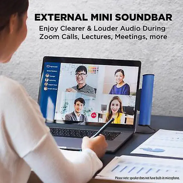 Alt view image 3 of 7 - USB Laptop Computer Speaker with Clip-On Portable Soundbar Design
