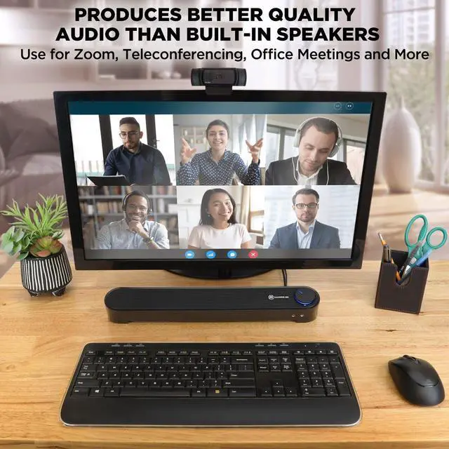 Alt view image 3 of 7 - Computer Sound Bar Speaker (Blackout) with Easy Access Headphone & Mic Jacks