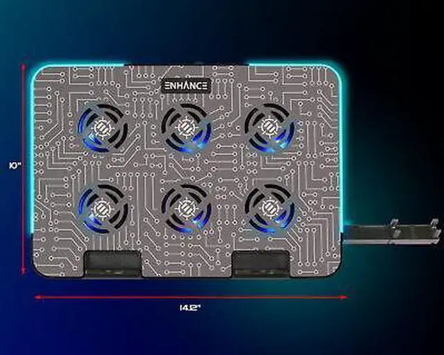 Alt view image 2 of 7 - ENHANCE Voltaic 2 Laptop Cooling Pad - Metal Top Cooling Pad with RGB Lighting