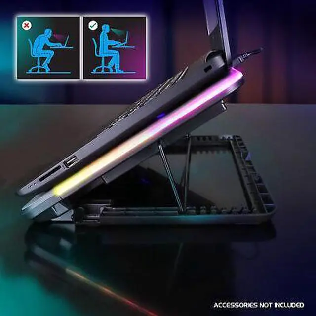 Alt view image 3 of 7 - ENHANCE Voltaic 2 Laptop Cooling Pad - Metal Top Cooling Pad with RGB Lighting