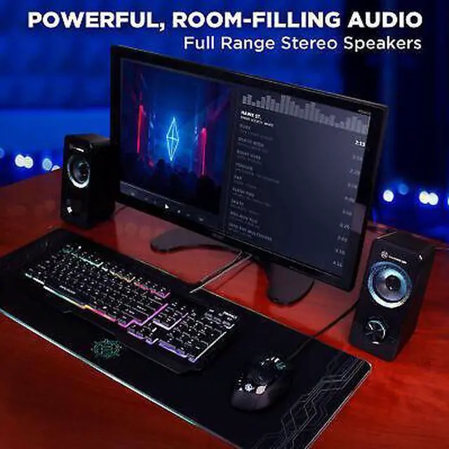 Alt view image 3 of 7 - LED Computer Speakers for Desktop and Laptop - USB Power with 2.5 In Drivers