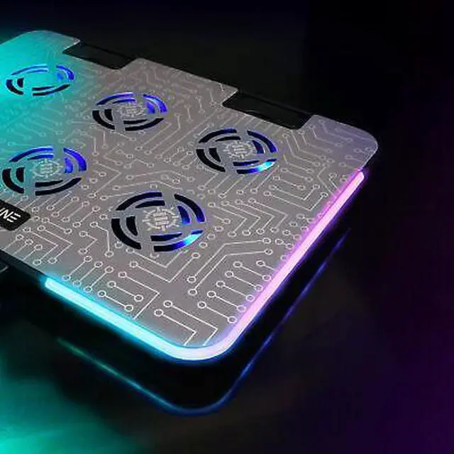 Alt view image 7 of 7 - ENHANCE Voltaic 2 Laptop Cooling Pad - Metal Top Cooling Pad with RGB Lighting