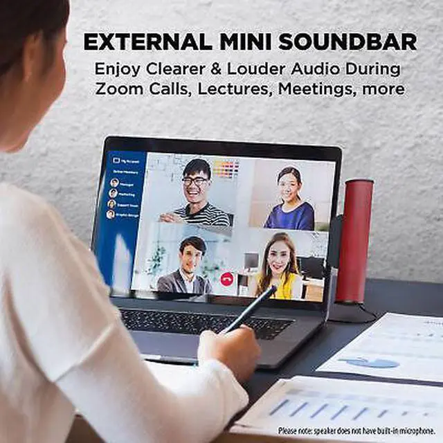 Alt view image 3 of 7 - USB Laptop Speaker Bar with 2 High Excursion Drivers & Clip-On Design