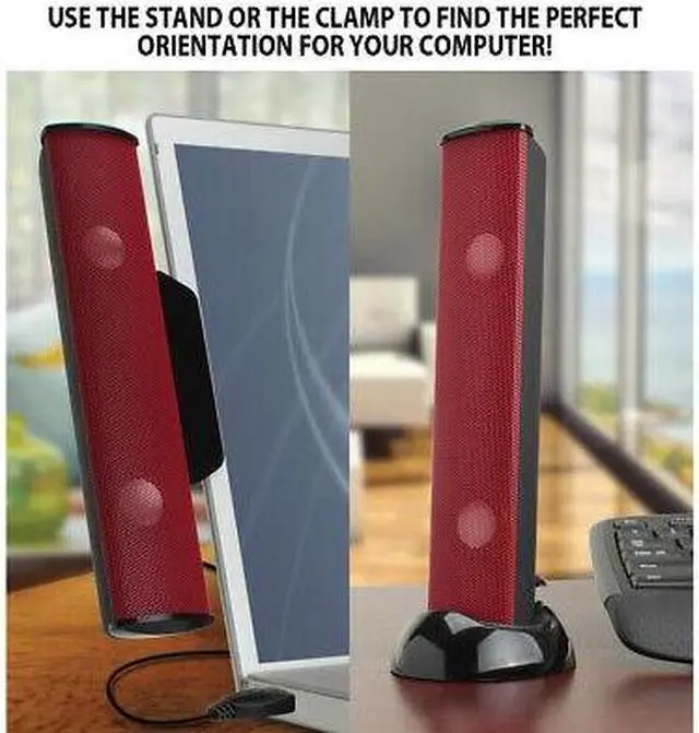 Alt view image 7 of 7 - USB Laptop Speaker Bar with 2 High Excursion Drivers & Clip-On Design