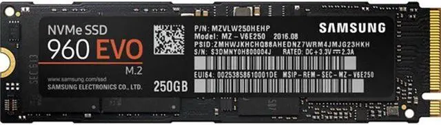 Alt view image 3 of 3 - Samsung 960 EVO 250GB SSD M.2 NVMe PCIe Internal Solid State Drive MZ-V6E250BW