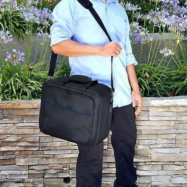 Alt view image 6 of 7 - Projector Case with Shoulder Strap, Extra Storage & Custom Dividers (Blue)