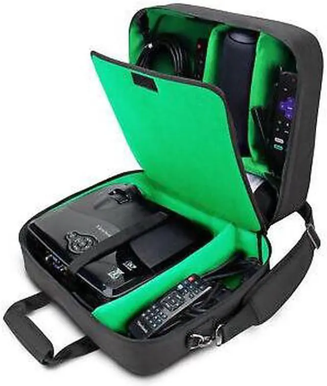 Main image of Projector Case with Shoulder Strap, Extra Storage & Custom Dividers (Green)