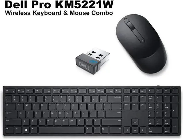 Alt view image 2 of 7 - Dell Pro KM5221W Wireless Keyboard & Mouse Combo - US QWERTY - OEM