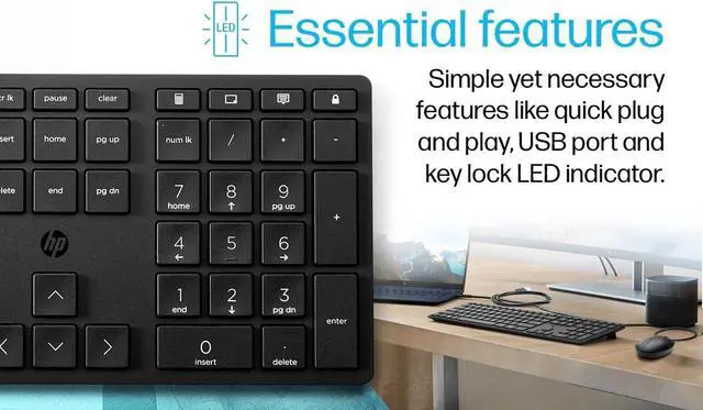 Alt view image 3 of 7 - Lot x 50 HP Smart 320K Slim Wired Keyboard 108 Keys QWERTY L96909-001 L95712-001