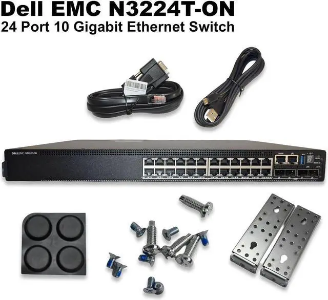 Alt view image 2 of 14 - DELL EMC N3224T-ON 24X1G Rj-45 4X10G Sfp+ 2X100G L3 4GB 550W PSU Switch 74C4V