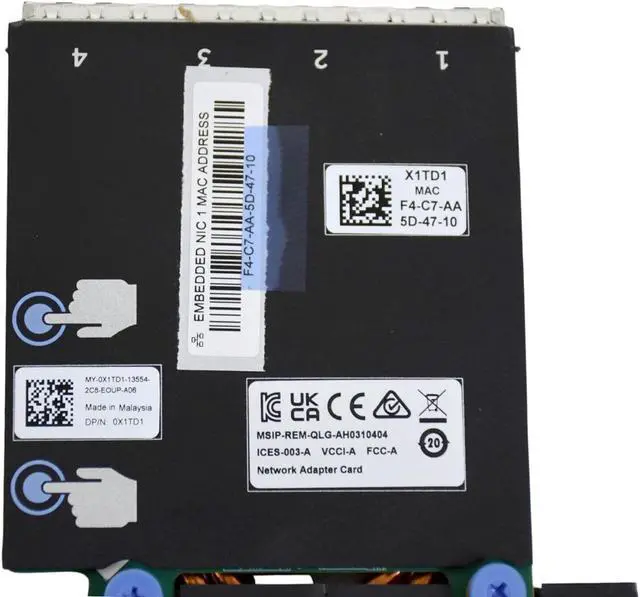 Alt view image 5 of 7 - Dell QLogic QL41164 Quad-Port 10GbE RJ-45 Ethernet Network Daughter Card X1TD1