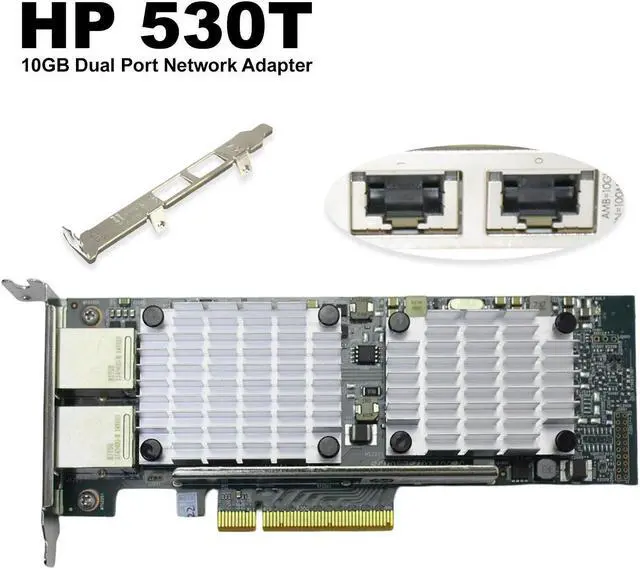 Alt view image 2 of 7 - HP 530T 10Gb 2-Port PCI Ethernet Adapter 656596-B21 Low-Profile PCIe Card