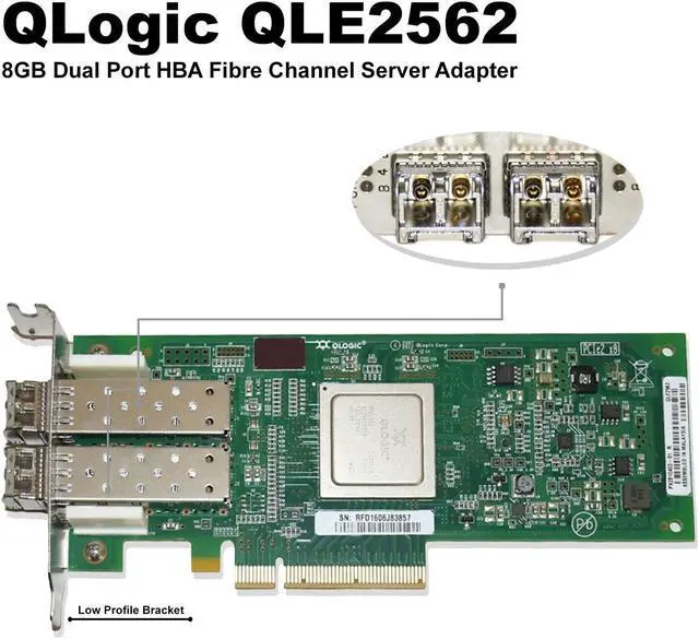 Alt view image 2 of 7 - QLogic QLE2562 Dual Port 8Gbps Fiber Channel PCI Express Host Bus Adapter