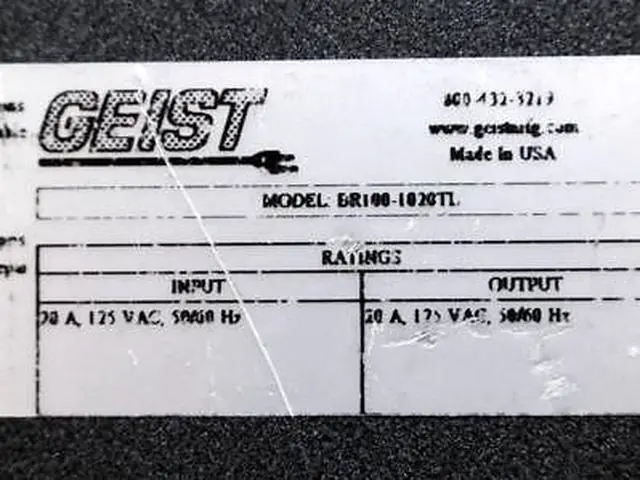 Alt view image 6 of 6 - Geist E76064 Power Tap 10-Outlet 20A 125VAC Surge Protector Unit BR100-1020TL