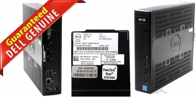 Main image of Gennuine Dell Wyse Zx0 Thin Client 16GB Flash 4Gb Memory R1X57+DEVICE ONLY
