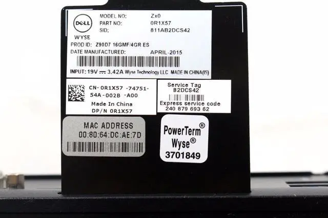 Alt view image 7 of 7 - Gennuine Dell Wyse Zx0 Thin Client 16GB Flash 4Gb Memory R1X57+DEVICE ONLY