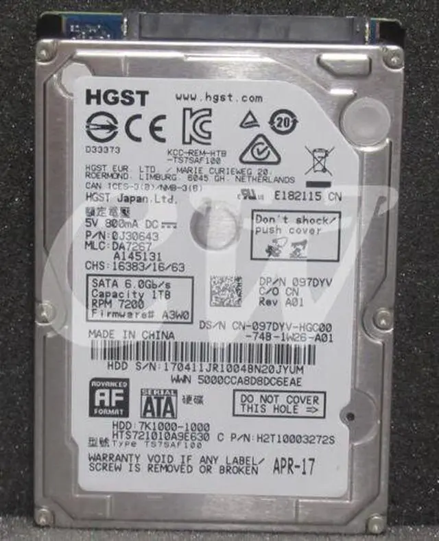 Main image of HTS721010A9E630 HGST 7K1000 1TB 7200RPM 6Gbps 2.5" SATA Laptop HDD Hard Drive