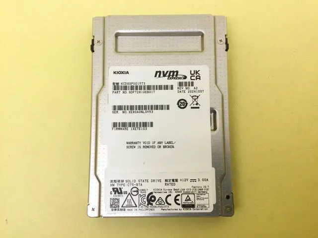 Alt view image 2 of 3 - KIOXIA CD8P-R Series 15.36TB PCIe5.0 x4 NVMe 2.5'' Internal SSD KCD8XPUG15T3 New