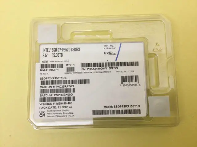 Main image of Solidigm Intel D7-P5520 15.36TB PCIe4.0 NVMe 2.5'' OPAL SSD SSDPF2KX153T1O New