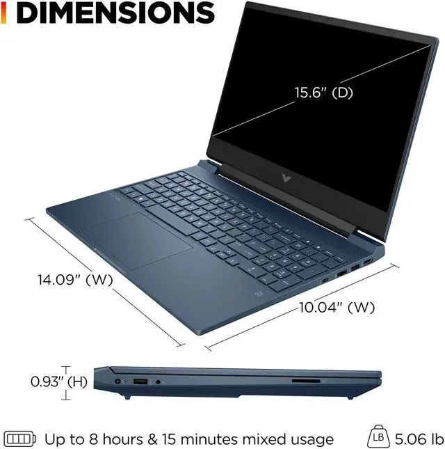 Alt view image 6 of 7 - HP Victus Gaming 15.6" 144Hz FHD Core i5-12450H 8GB 512GB SSD GeForce RTX 3050