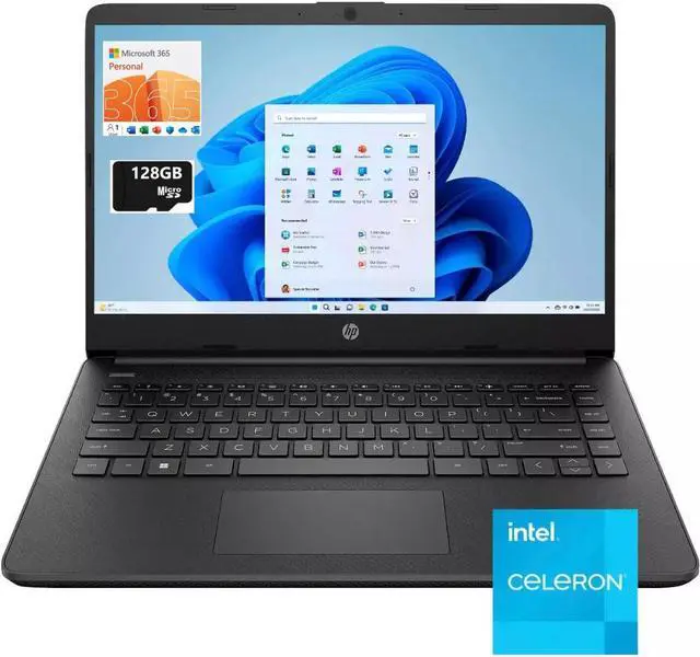 Main image of HP Laptop 14" HD Intel Celeron N4120 16GB 128GB eMMC + microSD MS Office Black - OEM