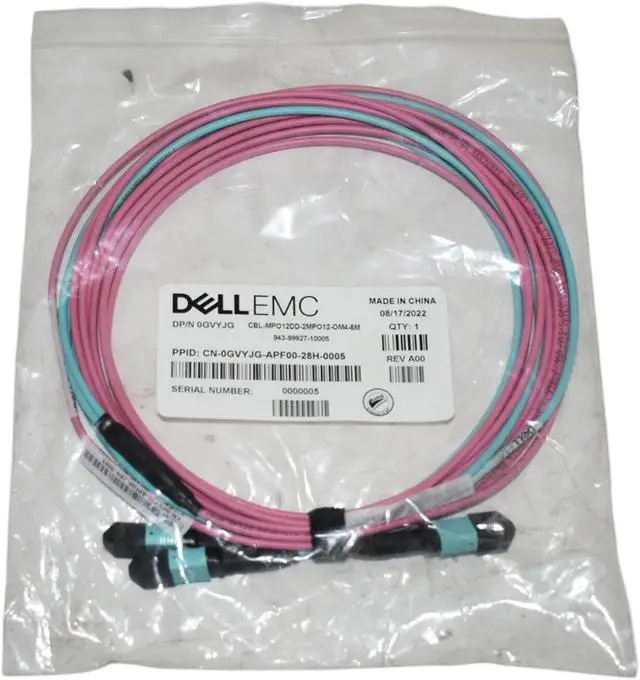 Alt view image 3 of 7 - Dell 5M MPO12 OM4 Fiber Optic Cable - High-Speed Data Center 40/100Gbps GVYJG
