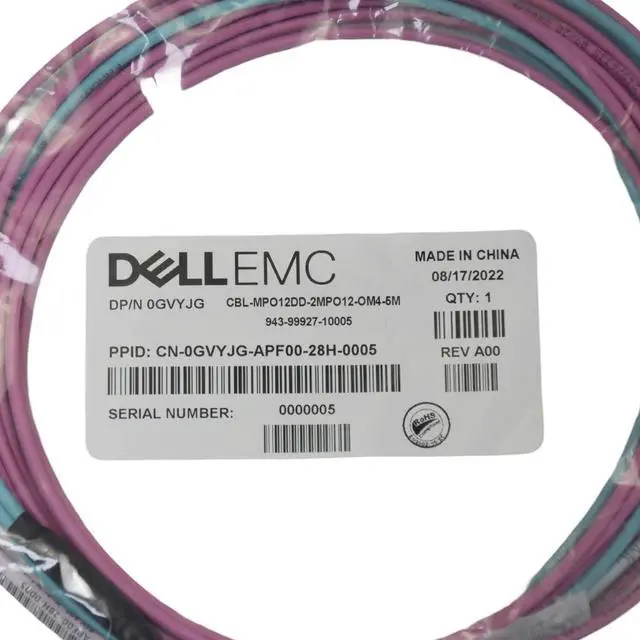 Alt view image 4 of 7 - Dell 5M MPO12 OM4 Fiber Optic Cable - High-Speed Data Center 40/100Gbps GVYJG