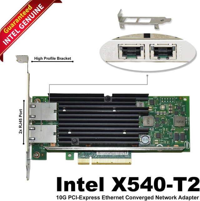 Main image of Intel X540-T2 PCI-E x8 10G Dual RJ45 Ports Ethernet Converged Network Adapter - OEM