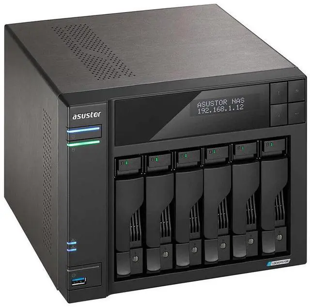 Alt view image 3 of 6 - Asustor Lockerstor 6 Gen2 6Bay NAS Quad-Core 2.0GHz CPU 8GB (Diskless) AS6706T