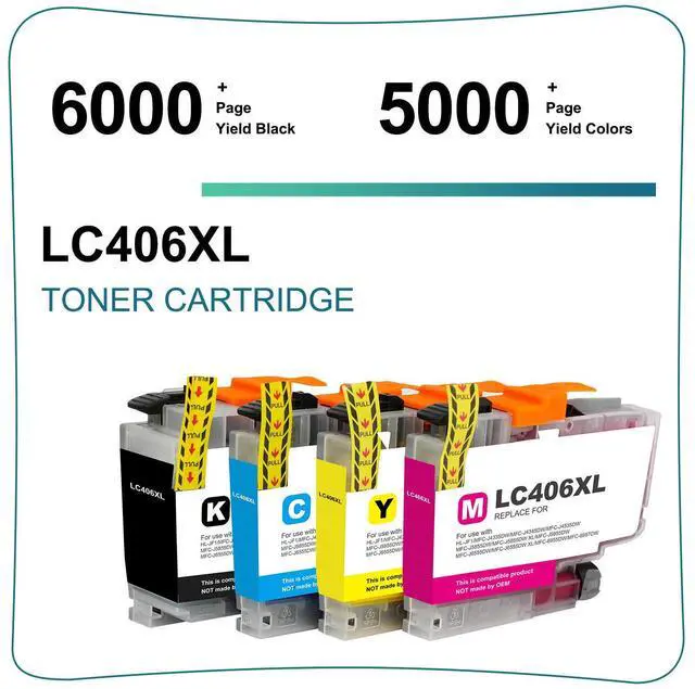 Alt view image 2 of 3 - 4 Pack 406 LC406 Ink Cartridges for Brother MFC-J4335DW MFC-J4535DW MFC-J4345DW - OEM
