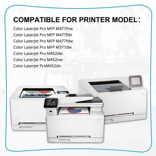 Alt view image 7 of 7 - 4PK Toner CF410A 410A Compatible With HP Color Laserjet Pro MFP M477fnw M452dw - OEM