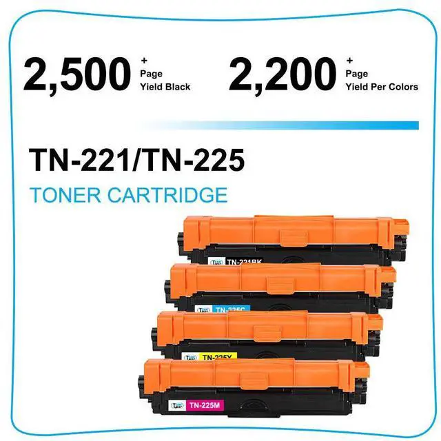 Alt view image 3 of 7 - 5PK TN221 TN225 Toner Cartridge for Brother MFC-9130CW MFC-9340CDW HL-3140CW - OEM