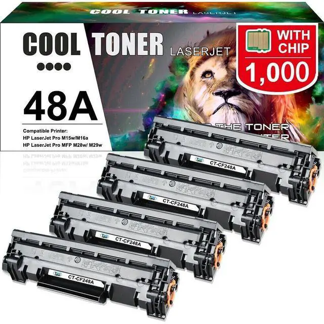 Main image of 4PK Compatible for HP 48A Toner CF248A LaserJet Pro M15w M16a MFP M28w M28a M29w - OEM