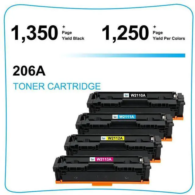Alt view image 2 of 7 - 4PK W2110A Laser Toner Cartridges For HP 206A Laserjet Pro MFP M283fdw With Chip - OEM