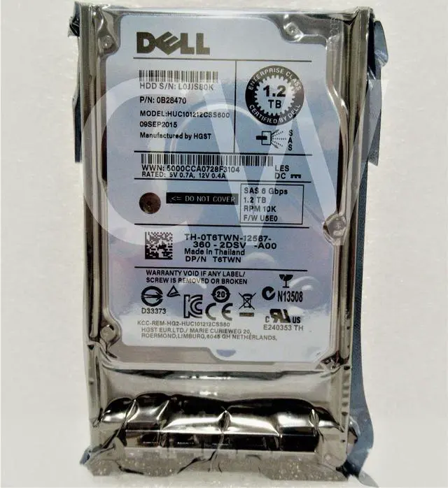 Main image of (NOT FOR HOME PC!) HUC101212CSS600 T6TWN Dell 1.2TB 10000RPM 6Gbps 2.5" SAS Server Hard Drive - OEM