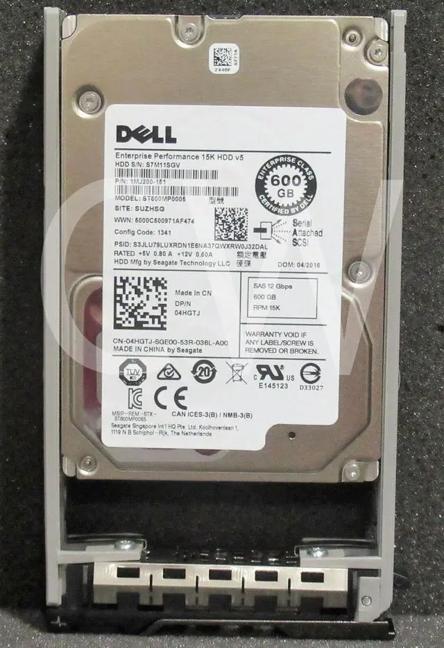 Main image of (NOT FOR HOME PC!) 1MJ200-151 4HGTJ Dell ENTERPRISE 600GB 15K 12G 2.5in SAS Hard Drive For GEN13 - OEM