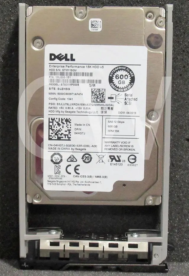 Main image of (NOT FOR HOME PC!) 4HGTJ ST600MP0005 Dell 600GB 15000RPM 12Gbps 2.5"SAS SERVER HDD Hard Drive GEN13