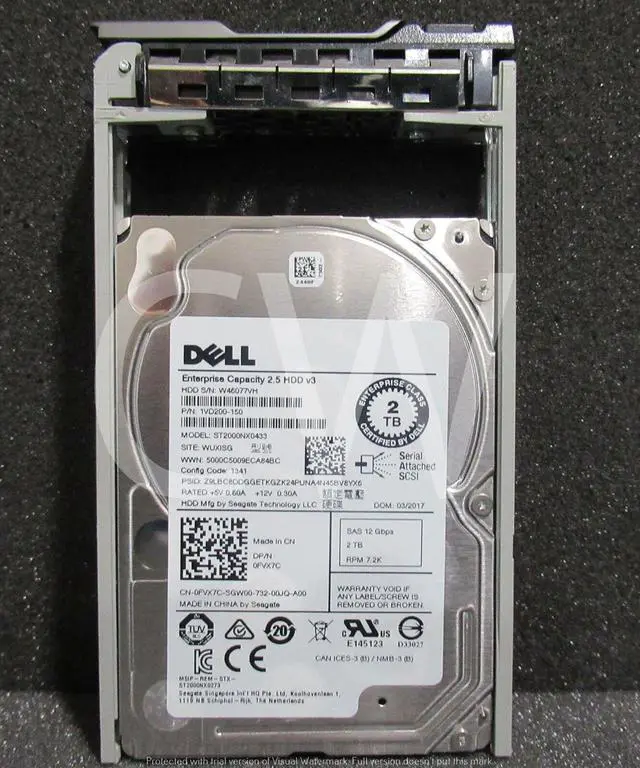 Main image of (NOT FOR HOME PC!) FVX7C ST2000NX0433 Dell ENT 2TB 7.2KRPM 12Gb 2.5" SAS HDD R720xd R320 R410 T620 - OEM