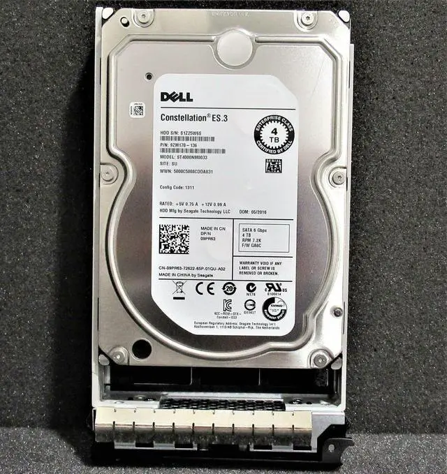 Main image of 9PR63 DELL ST4000NM0033 CONSTELLATION 4TB 7.2K RPM 6Gb/s 3.5" SATA Hard Drive - OEM