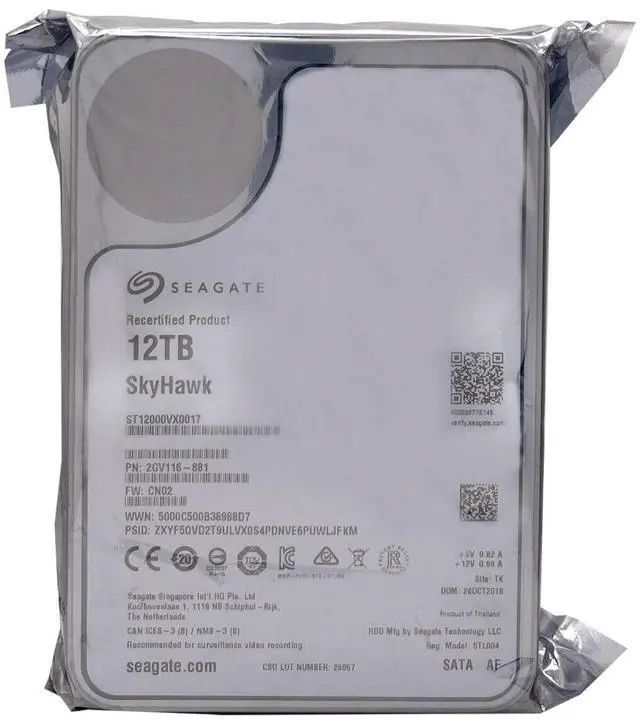 Alt view image 4 of 4 - Seagate Skyhawk ST12000VX0017 12TB 7200RPM 3.5" SATA 6.0Gb/s Surveillance HDD