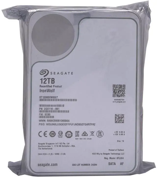 Alt view image 3 of 6 - Seagate IronWolf 12TB 7200RPM SATA 6Gb/s 256MB 3.5" NAS Hard Drive ST12000VN0007