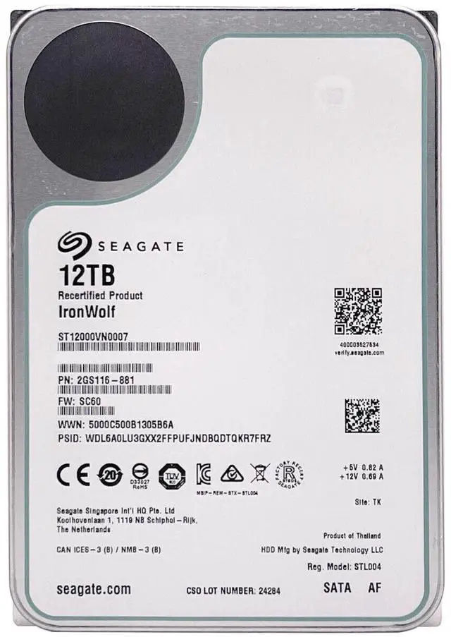 Alt view image 5 of 6 - Seagate IronWolf 12TB 7200RPM SATA 6Gb/s 256MB 3.5" NAS Hard Drive ST12000VN0007