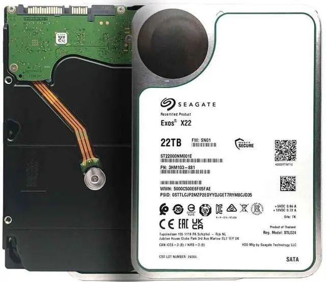 Main image of Seagate Exos X22 22TB SATA 6Gb/s 7200RPM 3.5" Enterprise HDD - ST22000NM001E