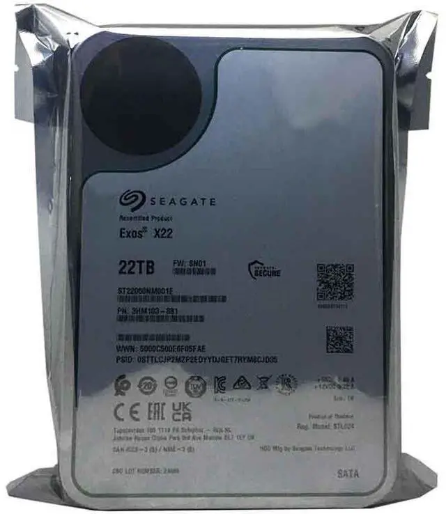 Alt view image 5 of 5 - Seagate Exos X22 22TB SATA 6Gb/s 7200RPM 3.5" Enterprise HDD - ST22000NM001E