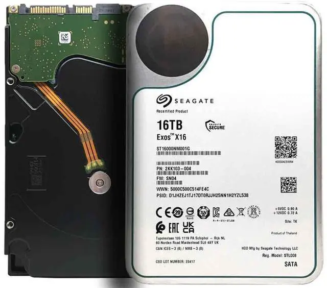 Main image of Seagate EXOS X16 ST16000NM001G 16TB 256MB 7200rpm 3.5" SATA 6Gb/s Enterprise HDD