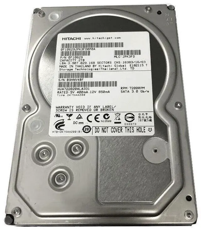 Alt view image 2 of 4 - HGST 2TB 64MB Cache 7200RPM SATA 3Gb/s 3.5" Internal Hard Drive HUA722020ALA331