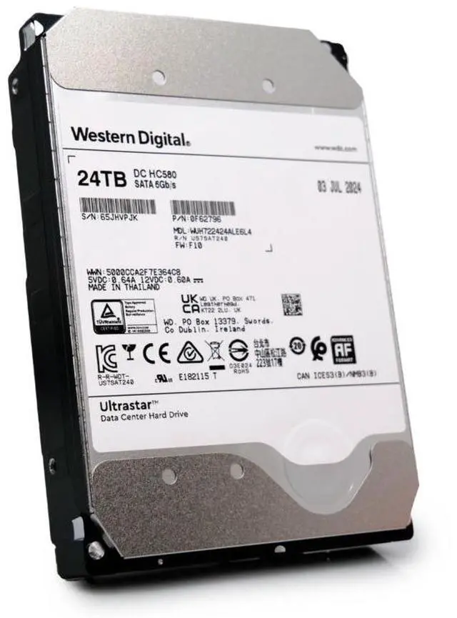 Alt view image 5 of 7 - WD Ultrastar DC HC580 24TB 7.2K RPM SATA 6GB/s 3.5in HDD WUH722424ALE6L4 0F62796 - OEM
