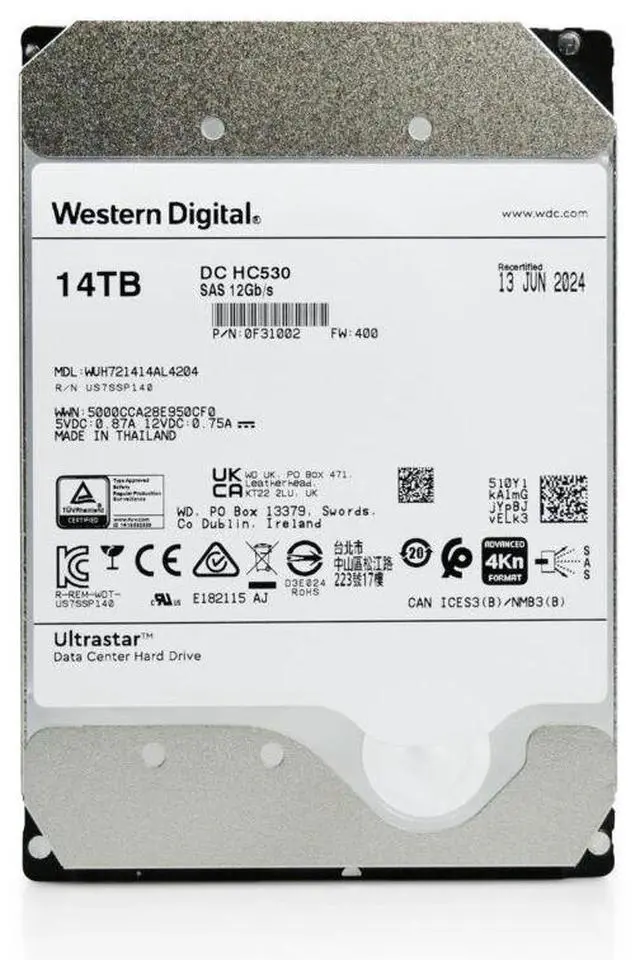 Alt view image 4 of 7 - (NOT FOR HOME PC!) WD Ultrastar DC HC530 14TB SAS 12Gb/s 3.5in HDD WUH721414AL4204 0F31002